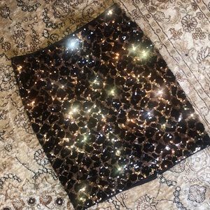 Cache Sequin Animal print leopard skirt